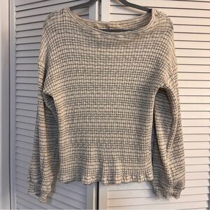 Elan Gray Crew Neck Sweater with Textured Knit